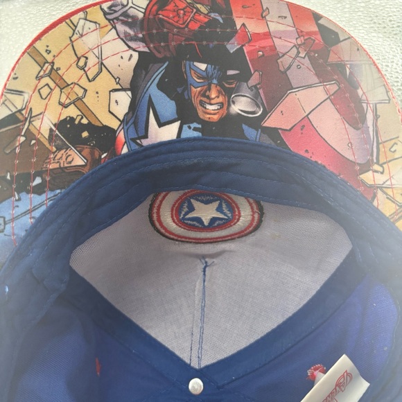 Kids Superhero Snapback Cap - Blue Red White Captain America Marvel Avengers - Picture 3 of 5